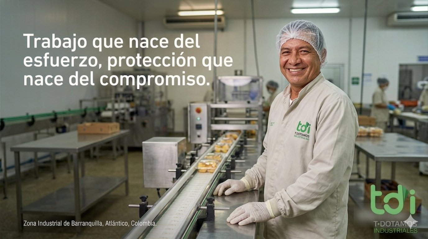 Trabajador en planta de producción con dotación T Dotamos
