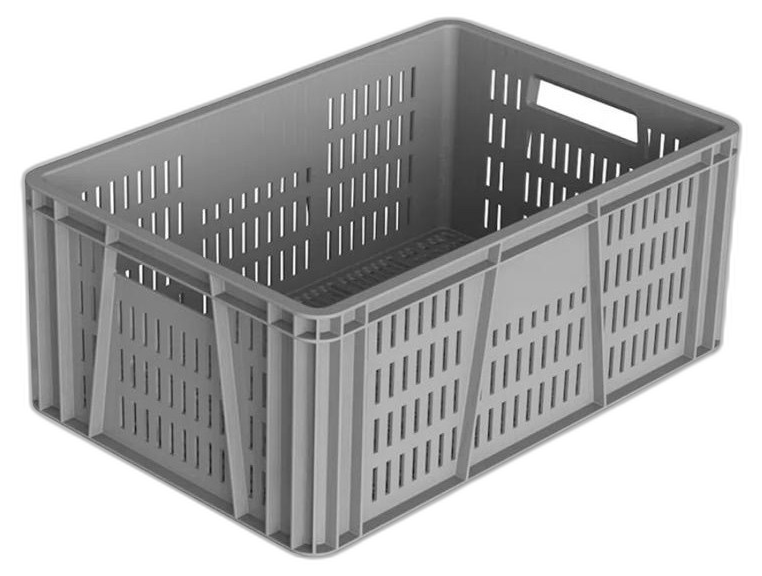 Canastilla plástica Estra toda lineal fruver 60x40x25 cm gris