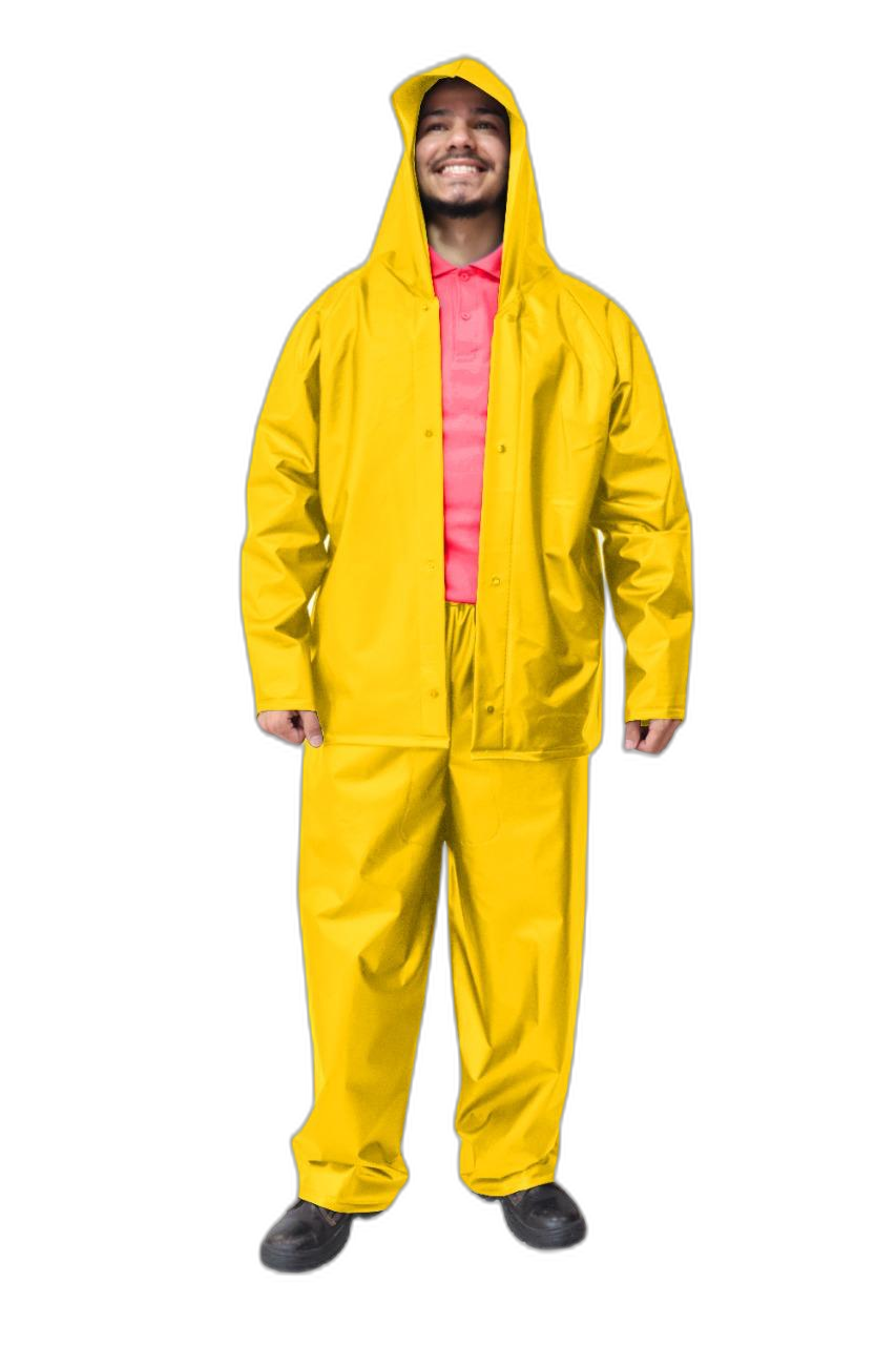 Conjunto impermeable amarillo con capucha